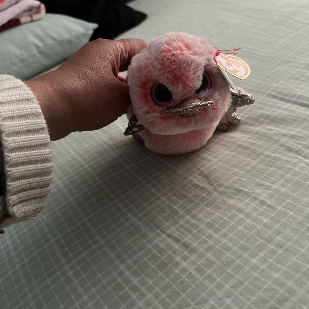 Plush Pink and Silver Bird Toy